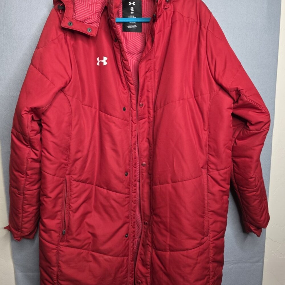 Under Armour Cold Gear Infrared Men's Insulated Cold Weather  Red Hooded Coat XL
